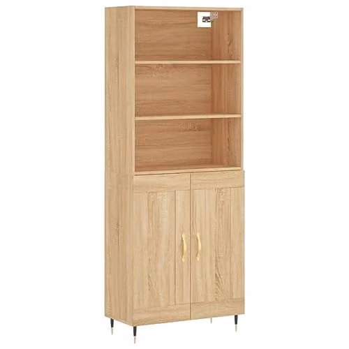 vidaXL Industrial Style Highboard Sideboard in Sonoma Oak and Brown, featuring Doors and Shelves for your Living Room or Bedroom