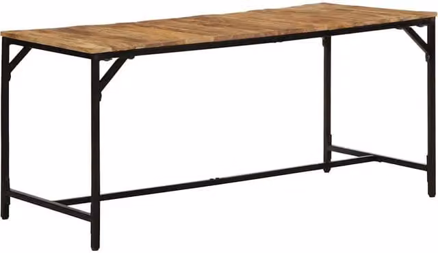 Berkfield Home Rectangular Dining Table in Brown Solid Rough Mango Wood, W/D/H: 160 x 80 x 75 cm