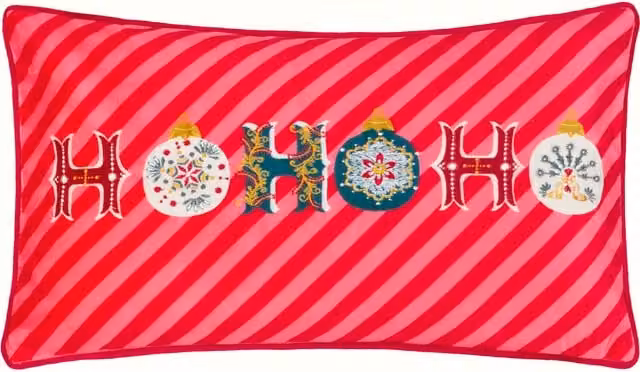 Make it a Home Ho Ho Ho Red Velvet Piped Rectangular Cushion