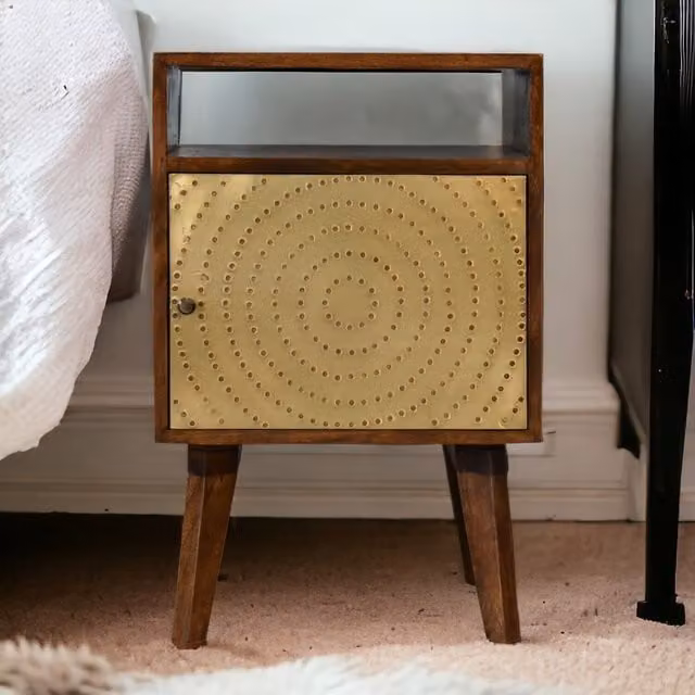 Artisan Zen Bedside Table in Brown and Gold