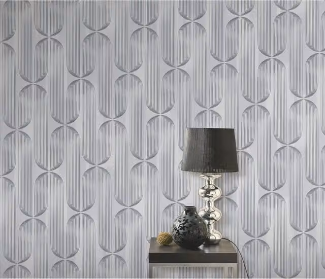 Erismann Orbit Lines Embossed Abstract Geometric Vinyl Wallpaper in Taupe and Green