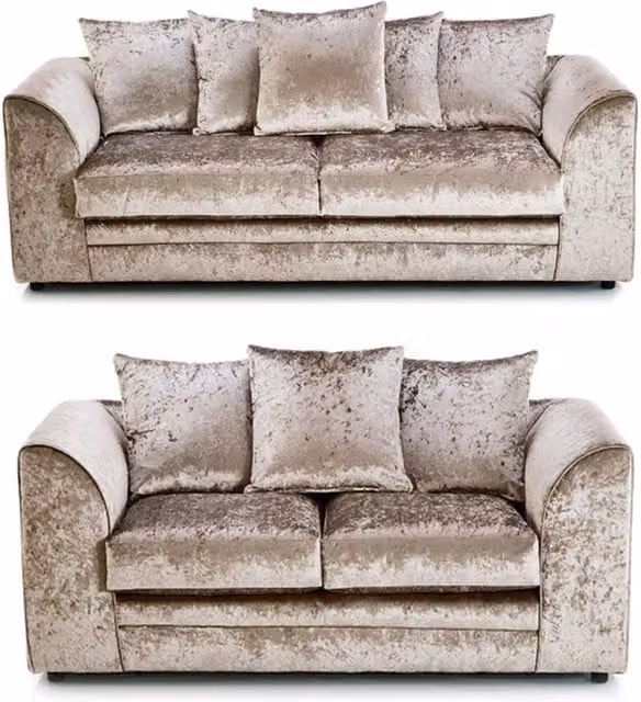 Furniture786ltd Swift Crushed Velvet 3 and 2 Seater Sofa Set in Champagne Gold