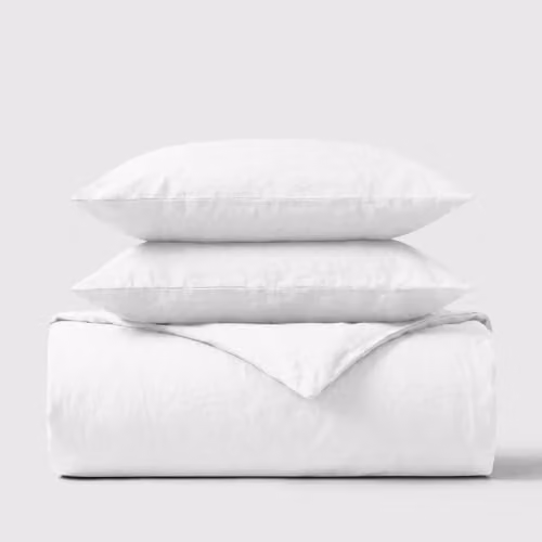 Bedable 100% Cotton Percale Duvet Cover and Pillowcase Set, White, 180 x 200 cm