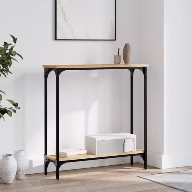 Berkfield Home Sonoma Oak Console Table in Brown, W/D/H: 75 x 22.5 x 75 cm
