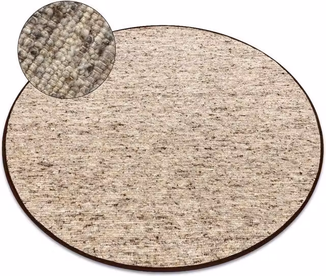 RugsX Nepal Round Woven Wool Rug in Beige, Diameter: 160 cm