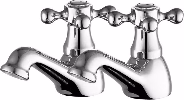 BATHWEST Victorian Two-Handle Basin Pillar Taps in Chrome Silver