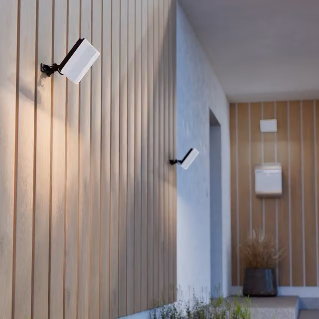 Eglo Machio Black 50W LED Outdoor Floodlight, IP65 Aluminium and Glass Wall Light