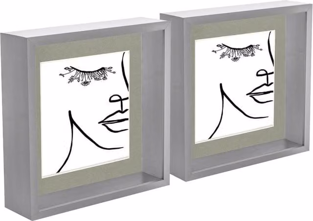 Nicola Spring Pack of 5 Grey 3D Deep Box Square Photo Frames with 6 x 6 inch Mounts, 8 x 8 inch Frame Size