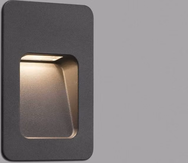 Faro Nase LED Outdoor Recessed Wall Light in Grey for Garden and Stairs