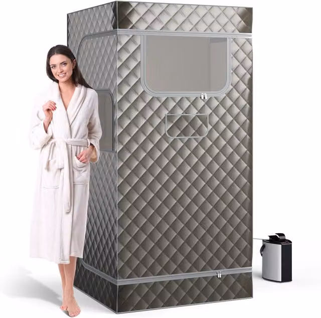 Costway Portable Full Body Steam Sauna Box with 3L Steam Generator in Grey