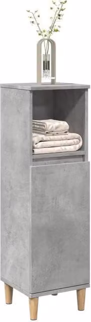Berkfield Home Modern Freestanding Bathroom Cabinet in Concrete Grey, W/D/H: 30 x 30 x 100 cm