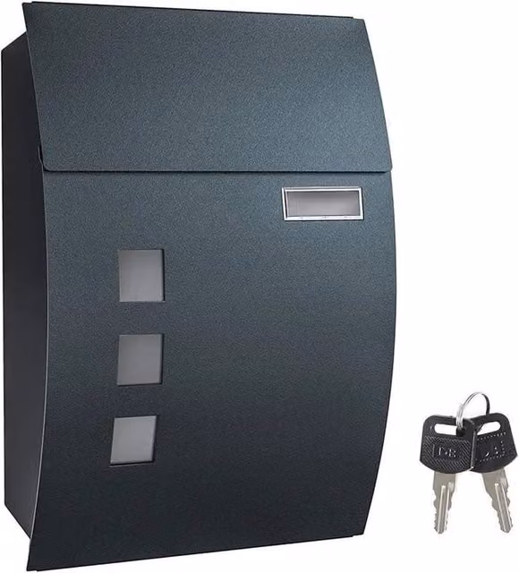 PAWNORA Wall Mounted Letter Post Box in Black