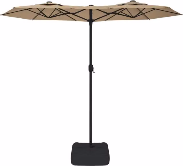 Berkfield Home Elegant Double-Head Cantilever Parasol in Beige, W: 316 cm, D: 240 cm, H: 145 cm