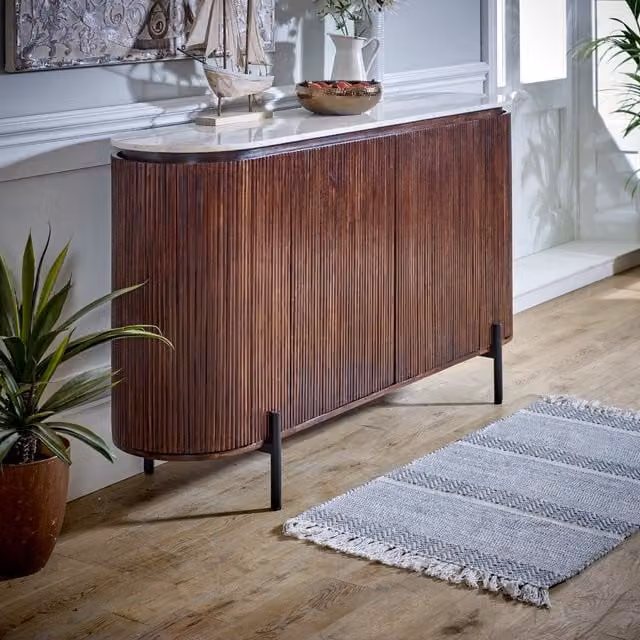 Luxor Living Modern Lacquered Mango Wood Sideboard in Brown, W/D/H: 160 x 40 x 90 cm