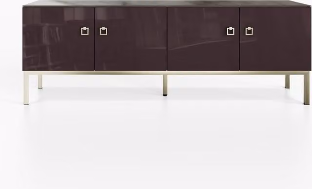 Frank Olsen Lyra 1500 Modern TV Cabinet in Purple with Glass, Metal and Integrated Lighting