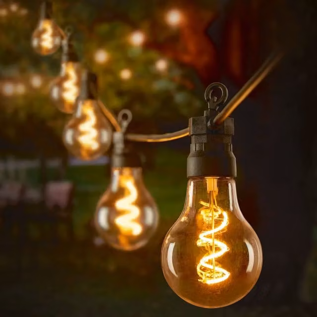 Premier 10 Bulb Connectable Warm White LED Festoon String Lights with Vintage Bulbs
