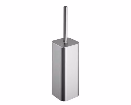 COSMIC NEA Freestanding Toilet Brush and Holder in Silver Stainless Steel and Plastic