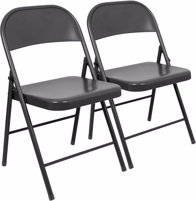 Harbour Housewares Pack of 2 Black Metal Folding Stackable Dining Chairs