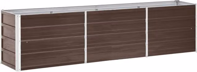 Berkfield Home Garden Brown Galvanised Steel Raised Bed W: 240 cm, D: 40 cm, H: 45 cm