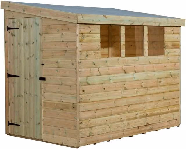 Empire Sheds Empire 3000 Green Pent Wood Garden Shed with Single Door and 3 Windows