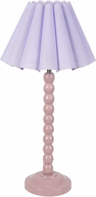 ValueLights Bobbins Rose Pink Table Lamp with Ceramic Base and Fabric Shade