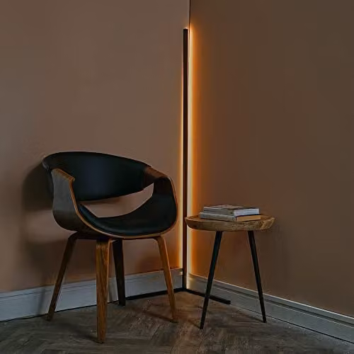 MiniSun Modern 25W LED Tri-Bar Black Corner Floor Lamp with 3000K Warm White Light, H 140 cm x W 36.8 cm x D 36.8 cm