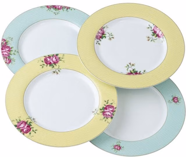 Aynsley Bone China Archive Rose Multicolour Dinner Plate Set of 4