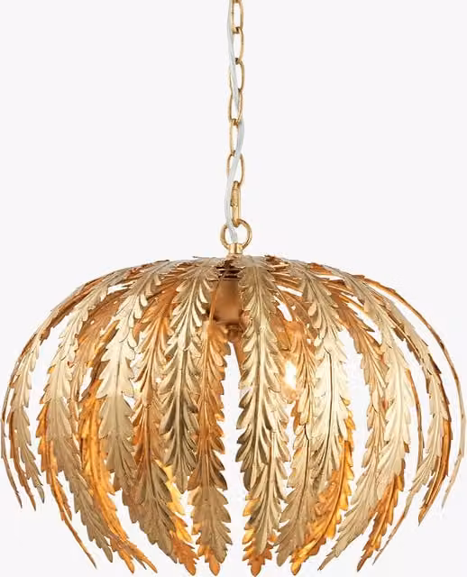 Netlighting Delphine Floral Leaves 3 Light Spherical Pendant in Gold/Brass with E14 Sockets