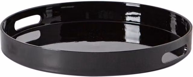 Argon Tableware Pack of 6 Round Melamine Serving Trays in Black, Diameter: 33 cm