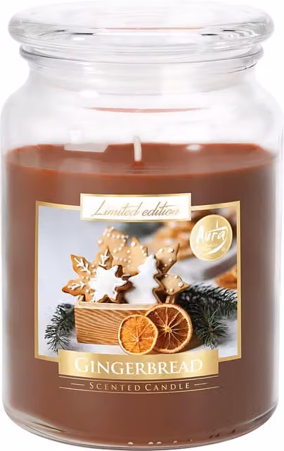 SolaDirect Gingerbread Scented Gourmand Candle in Brown Glass Jar, 18oz