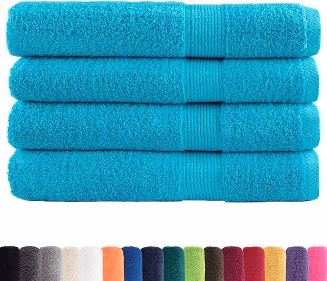 Berkfield Home SOLUND Premium Cotton Sauna Towels, 4 Pack, Turquoise, W: 80 cm, L: 200 cm, 600 gsm