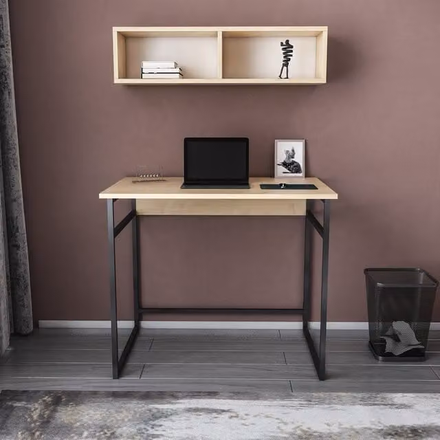 Decorotika Hussum Computer Desk in Oak and Black