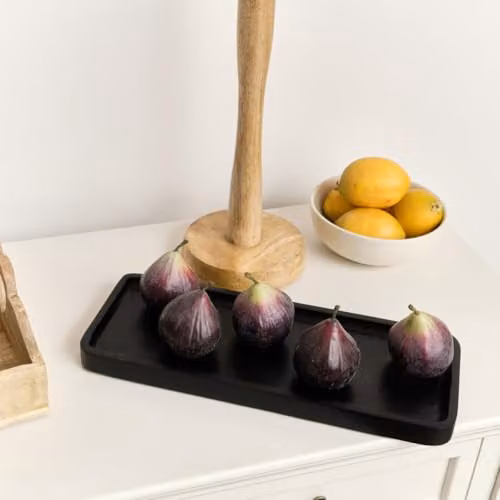 Melody Maison Black Rectangular Wooden Tray W: 34.5 cm