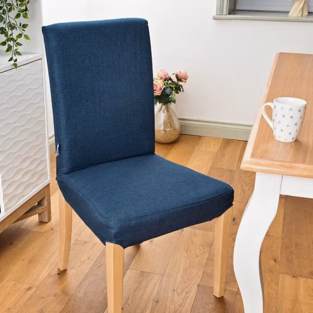 Gardenista Midnight Blue Tailored Dining Chair Seat Slipcovers, Pack of 2