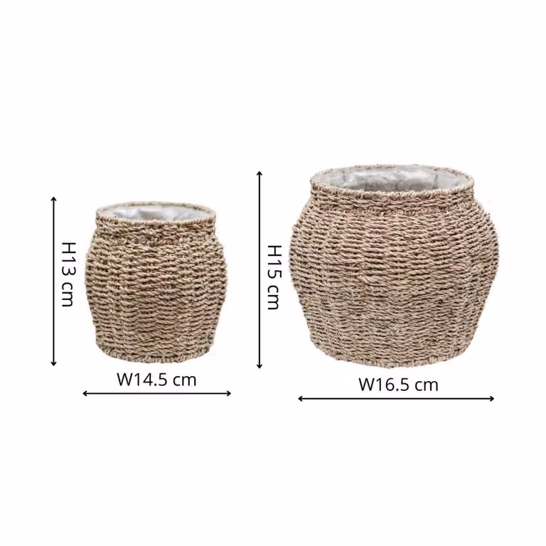 Ivyline Tula Tapered Seagrass Planter Set of 2 in Brown