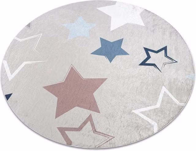 RugsX Bambino Round Kids Motif Rug in Beige and Multicolour, Diameter: 100 cm