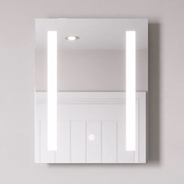 Bathwell Rectangular LED Bathroom Mirror with Touch Sensor in Silver