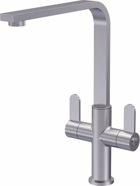 Balterley Chara Kitchen Sink Mono Mixer Tap in Brushed Nickel with Dual Lever Handles and Swivel Spout