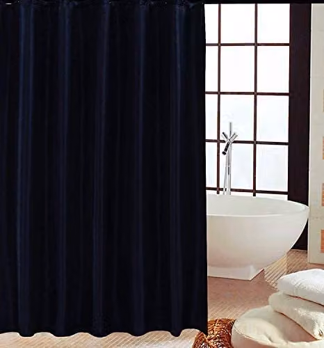 KAV Waterproof and Mould Resistant Polyester Fabric Shower Curtain in Black, W: 180 cm, H: 220 cm