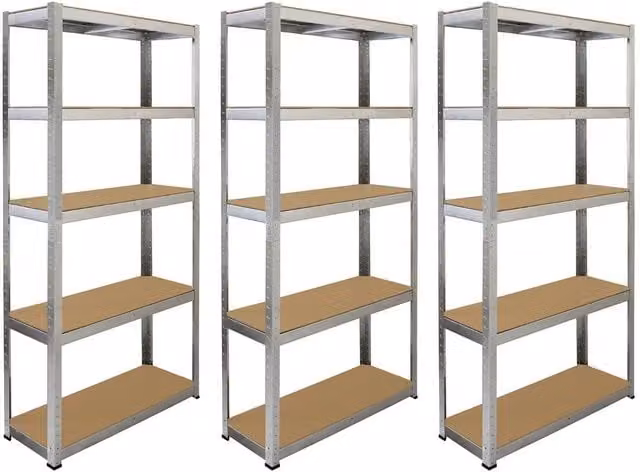 Monstershop 6 Pack GALWIX Galvanised Industrial Racking in Silver, W/D/H: 90 x 30 x 180 cm