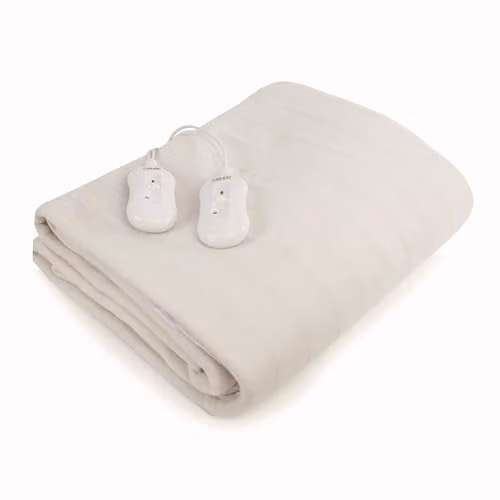 Carmen King Size Fitted Electric Under Blanket with Overheat Protection, White, W: 152 cm, L: 203 cm + 40 cm Skirt