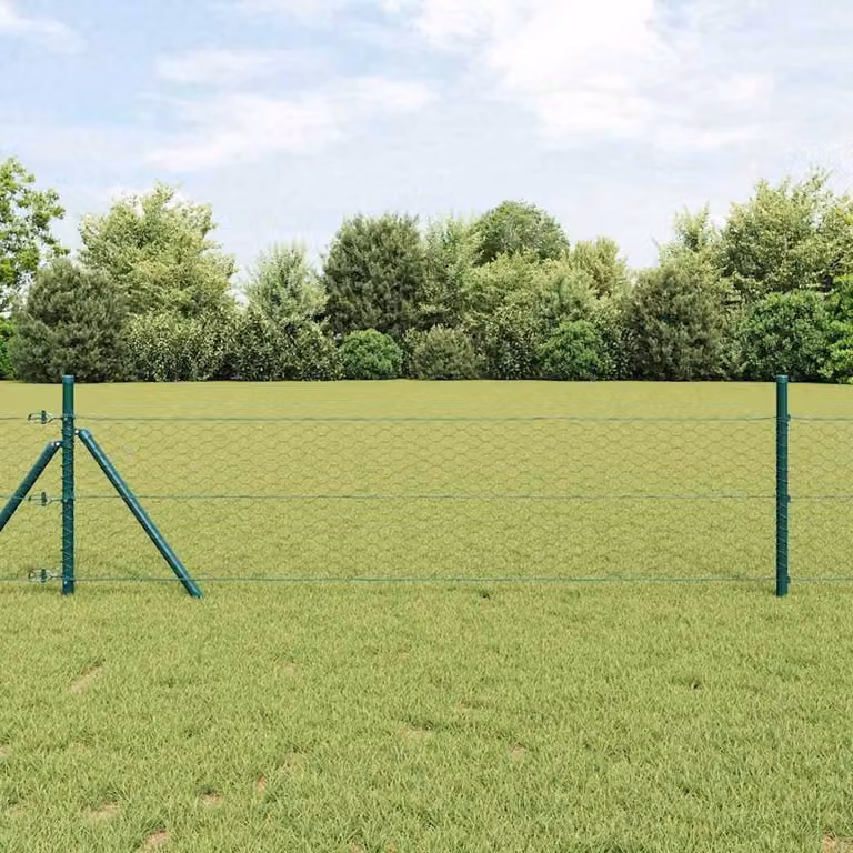 Berkfield Home Hexagon Fence in Grey and Green Galvanised Steel, 0.5 x 50 m