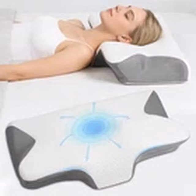 EONLION Orthopaedic Cooling Memory Foam Pillow in Grey for Neck and Shoulder Pain Relief
