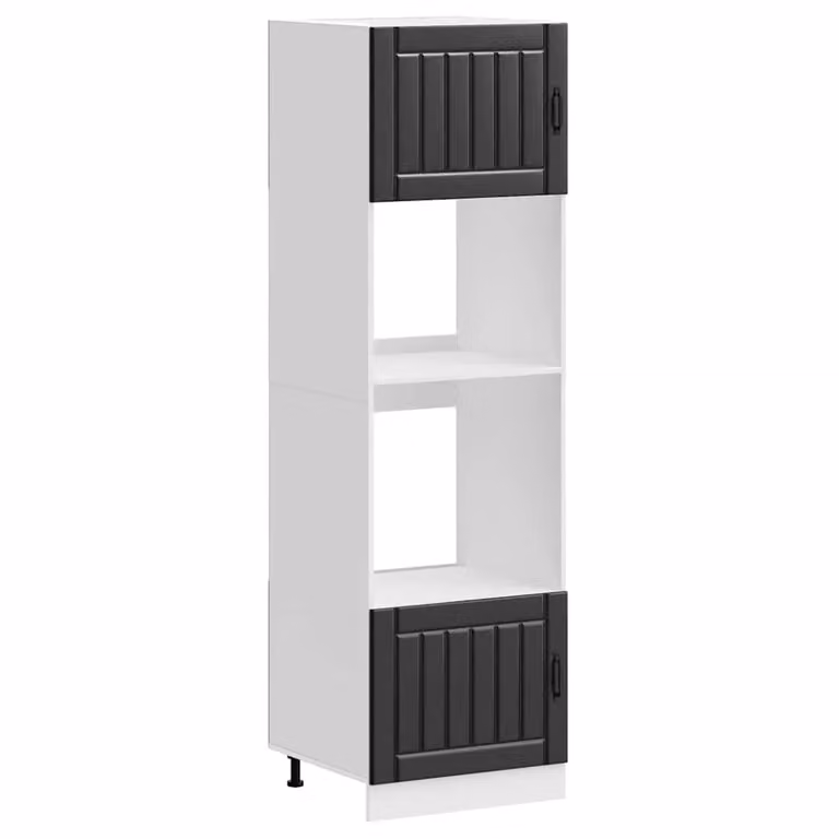 Berkfield Home Set of 2 Kalmar Black Matt Engineered Wood Freestanding Oven Appliance Housing Units with Hinged Doors and Internal Shelves