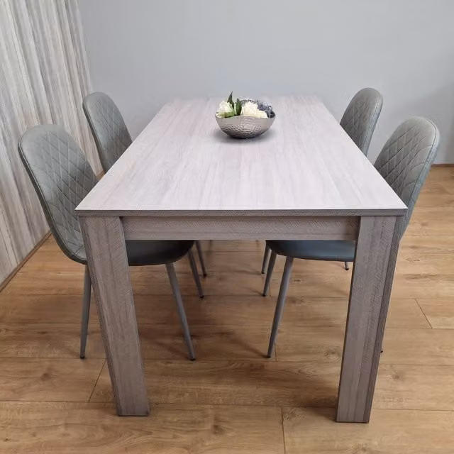 Kosy Koala Modern Grey Dining Set with Rectangular Wood Table and 4 Chairs