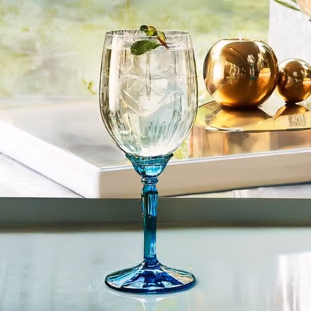 Bormioli Rocco Florian Blue Wine Glasses, 380ml, Pack of 6