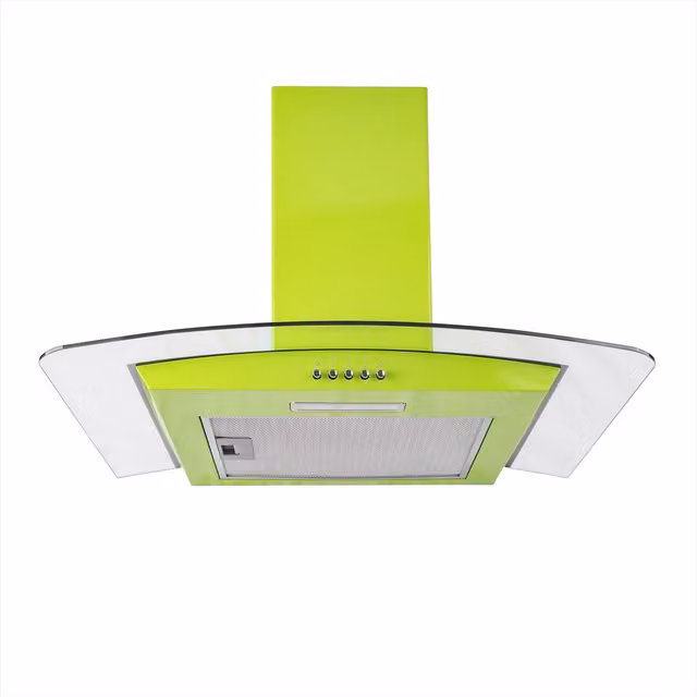 SIA CGH60GN Green Curved Glass Chimney Cooker Hood Extractor Fan, Wall Mounted, 60 cm