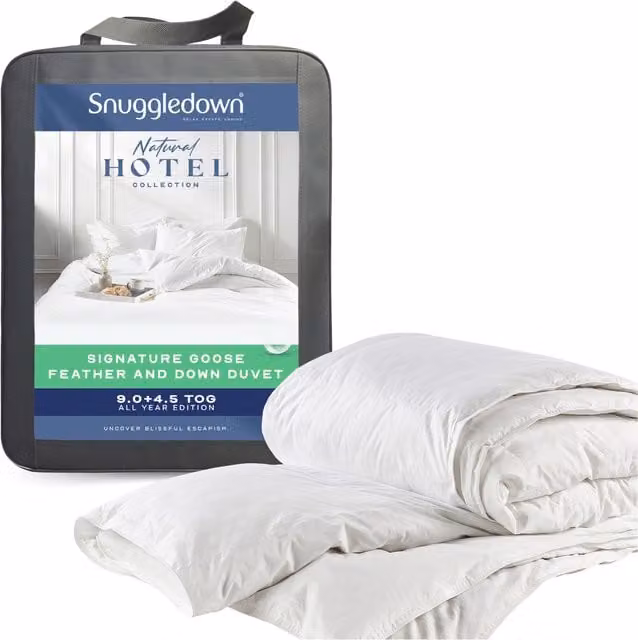 Snuggledown Hotel Goose Feather and Down All Seasons Duvet, 13.5 Tog, White, Single