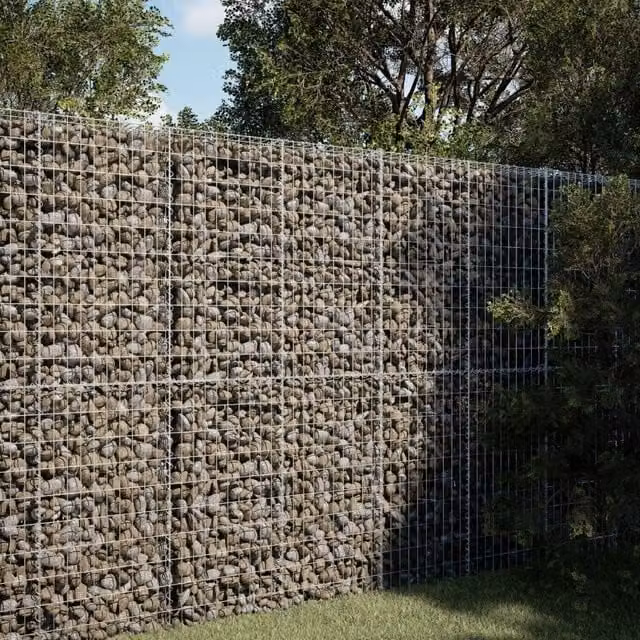 Berkfield Home Silver Galvanised Steel Gabion Basket with Cover, W: 150 cm, D: 100 cm, H: 200 cm