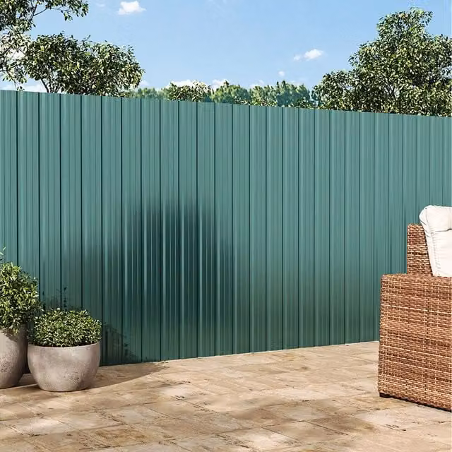Livingandhome Pack of 6 Green Corrugated Steel Enamel Panels